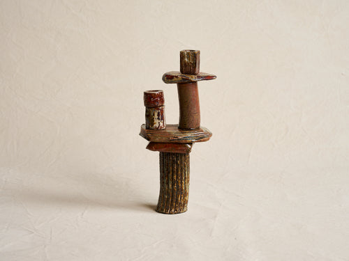 PASCALE RISBOURG CERAMIC CANDLE STICK / LINO H15.75" x W7" x D5"