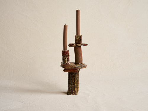 PASCALE RISBOURG CERAMIC CANDLE STICK / LINO H15.75" x W7" x D5"