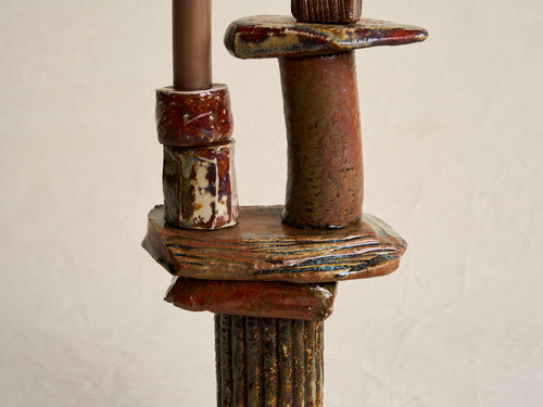 PASCALE RISBOURG CERAMIC CANDLE STICK / LINO H15.75" x W7" x D5"