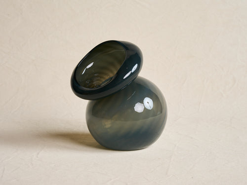 AVRAM RUSU STUDIO CYCLOPS VASE / SMOKE BLUE Ø7.5" x H11"