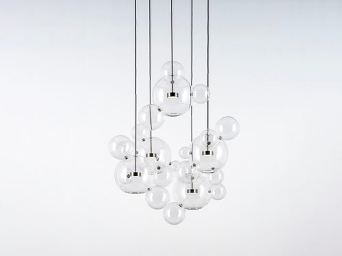GIOPATO & COOMBES BOLLE TRANSPARENT CIRCULAR CHANDELIER 24 BUBBLES Ø35.5" x H61"