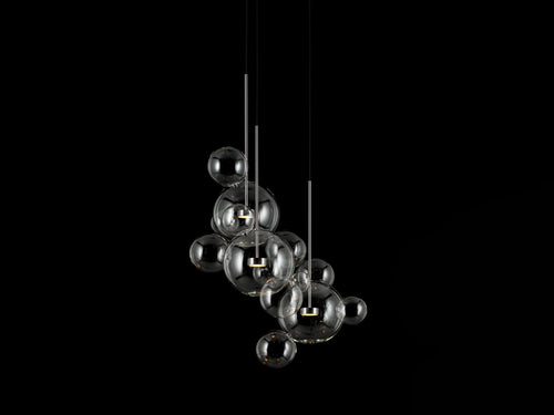 GIOPATO & COOMBES BOLLE TRANSPARENT CIRCULAR CHANDELIER 14 BUBBLES Ø25.5" x H47"