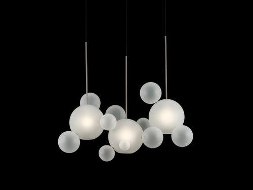 GIOPATO & COOMBES BOLLE FROSTED 14 LINEAR CHANDELIER W40" x D18.5" x H36"