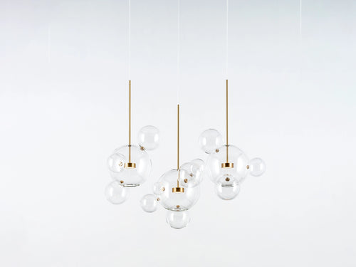 GIOPATO & COOMBES BOLLE TRANSPARENT 14 LINEAR CHANDELIER W43" x D18" x H38"