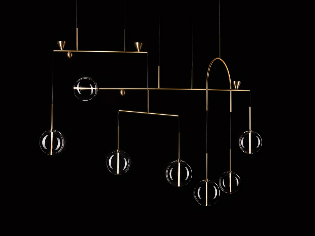 GIOPATO & COOMBES DEWDROPS LINEAR 7 CHANDELIER W59