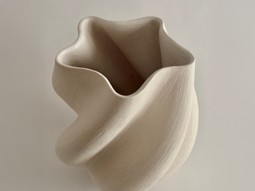 KATAYONE ADELI CURVED SERIES VESSEL EDITION III / ALABASTER H12.5" x D9"