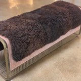 Load image into Gallery viewer, OSCAR MASCHERA STEEL MESH BENCH SHEEPSKIN/SUEDE L55.5&quot; x D15&quot; x H19.5&quot;
