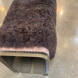 Load image into Gallery viewer, OSCAR MASCHERA STEEL MESH BENCH SHEEPSKIN/SUEDE L55.5&quot; x D15&quot; x H19.5&quot;
