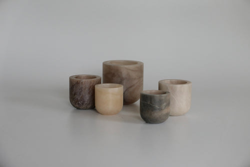 MICHAËL VERHEYDEN LUCE TEA LIGHT MEDIUM / ALABASTER TABAC Ø4” x H4”