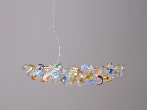 PELLE STROKES LONG 80 BUBBLE CHANDELIER L80" x H17" X D26"