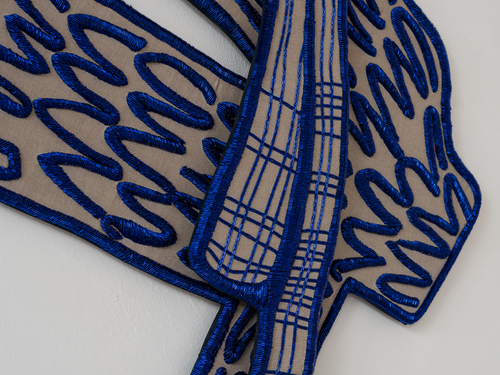 MARIJKE DE COCK COLLAGE IIB BEADED WALL ART / BLUE