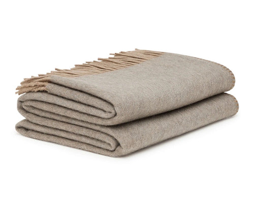 ALONPI MELROSE CASHMERE THROW / GREY BEIGE L55" × W75"
