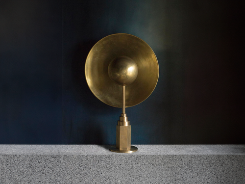 JAN GARNCAREK METROPOLIS TABLE LAMP / BRASS W20.5" x H32" x D10"