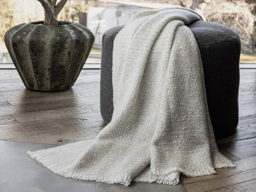 ALONPI MOLTRASIO CASHMERE + SILK THROW / ECRU W57" x L78"