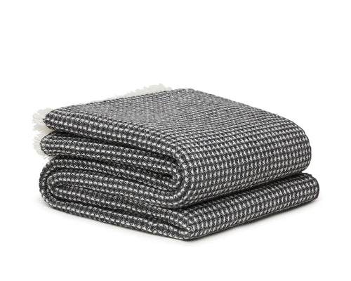 ALONPI SASHA CASHMERE HONEYCOMB THROW / STEEL W53" x L75"