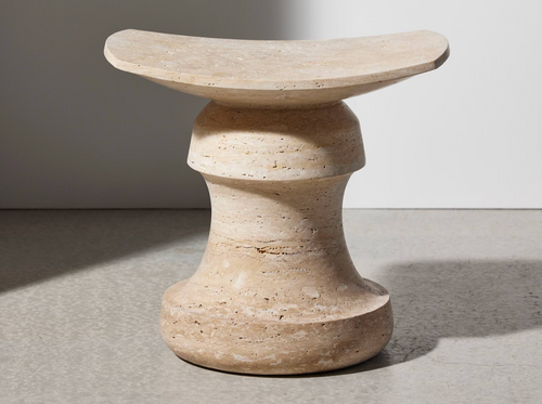COLLECTION PARTICULIÈRE ROI STOOL / TRAVERTINE 19.2" x 13.7" x H17.7"