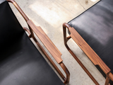 Load image into Gallery viewer, MANDY GRAHAM ALFRED CHAIR WALNUT / BLACK LEATHER W33.75&quot; x D38&quot; x H30&quot;5&quot;
