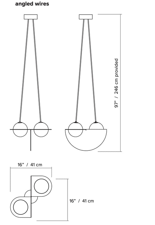 LAMBERT ET FILS LAURENT 01 ANGLED PENDANT L16" x W16" x H11"