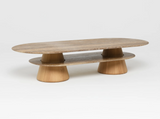 Load image into Gallery viewer, PIERRE AUGUSTIN ROSE PIETRA OVAL COFFEE TABLE / TRAVERTINE L71&quot; x D32&quot; x H15.6&quot;

