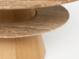 Load image into Gallery viewer, PIERRE AUGUSTIN ROSE PIETRA ROUND COFFEE TABLE / TRAVERTINE Ø34″ x H15.5″
