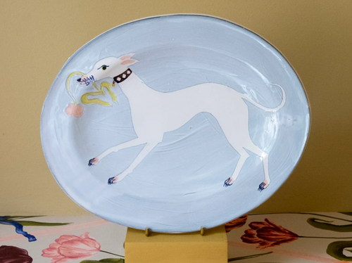 POLLY FERN WHIPPET WITH TULIP PLATTER II 10.5" x 8.25" x 1"