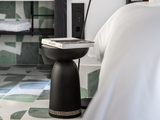 Load image into Gallery viewer, ZANAT MONICA FORSTER NERA CARVED STOOL BLACK Ø12 x H18&quot;
