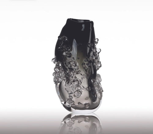 ALEXA LIXFELD STARDUST VASE / GREY & CRYSTAL 7.8" x 7" x 12.9"