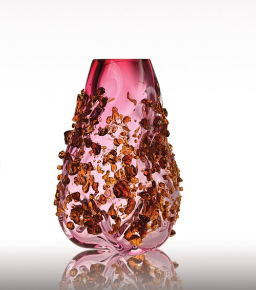 ALEXA LIXFELD STARDUST VASE / LIGHT RUBY & AMBER 10.6" x 9.1" x 14.2"