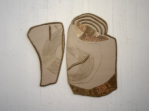 MARIJKE DE COCK COLLAGE IV-EG BEADED WALL ART / GOLD