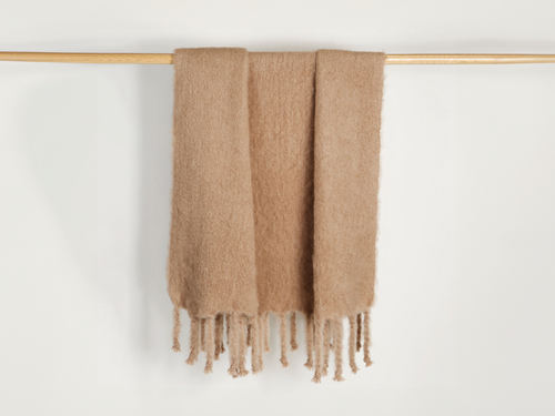 LENA REWELL MOHAIR THROW / DARK TAUPE #333 51” X 71"