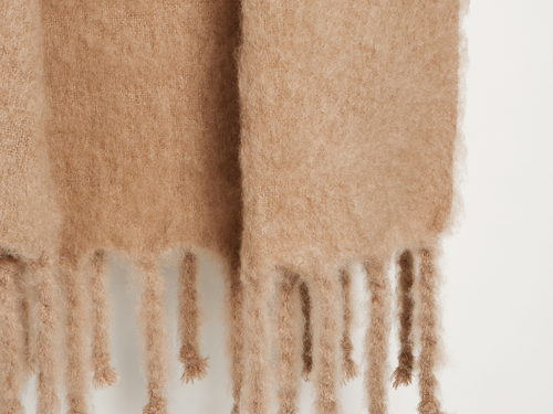 LENA REWELL MOHAIR THROW / DARK TAUPE #333 51” X 71"