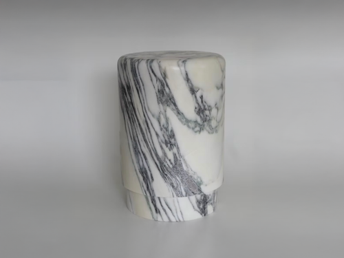 MICHAËL VERHEYDEN TABOU STOOL / CALACATTA VIOLA Ø12.25” x H18”