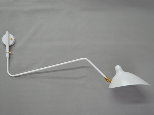 SERGE MOUILLE WALL LAMP ONE ROTATING CURVED ARM L39″ x H16″