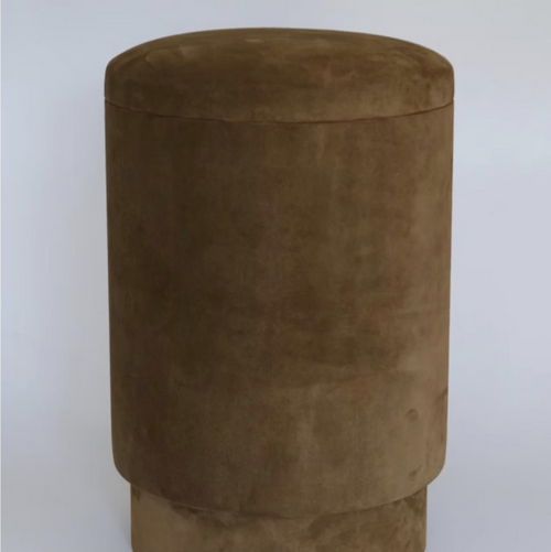 MICHAËL VERHEYDEN TABOU STOOL / SUEDE TABACCO Ø12.2" x H18.1"