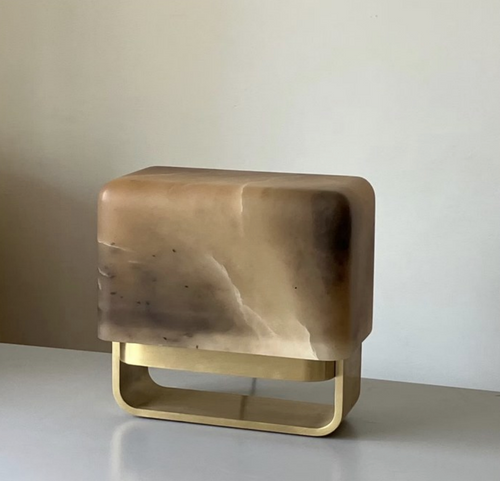 MICHAËL VERHEYDEN RUBIK TABLE LAMP LARGE / ALABASTER TABAC W12.6" x D7.1" x H12.2"