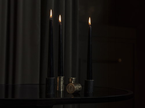 WILLIAM GUILLON METAL HEARTS CANDLE / INCENSE HOLDERS