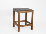 Load image into Gallery viewer, KBH MEDIUM FUMED OAK/BLACK LEATHER SQUARE STOOL  W13.75” x H18&quot;
