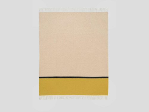 BEGG X CO ARRAN BORDERLAND THROW / FRENCH GOLD BLACK 58" x 72"