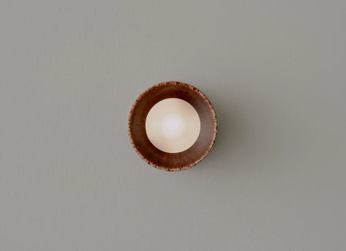 VOLKER HAUG STUDIO ANTON CERAMIC BROWN SCONCE / MICRO Ø3.2" x D2.6"