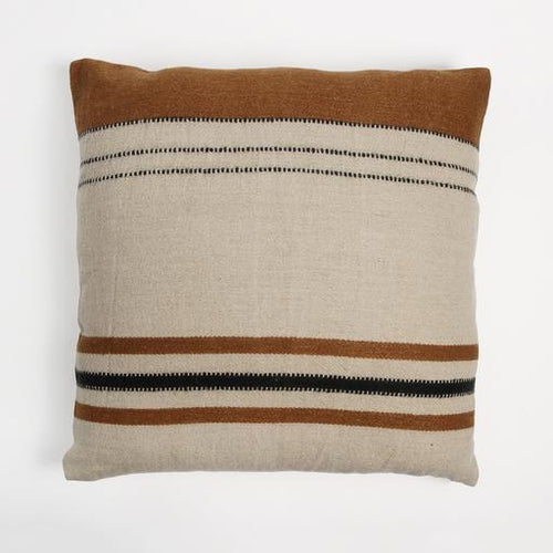 LIBECO FOUNDRY LINEN/WOOL PILLOW BEESWAX STRIPE 25” x 25"