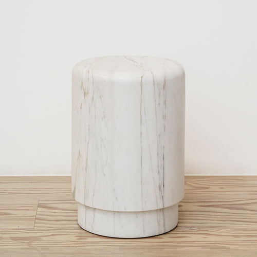 MICHAËL VERHEYDEN TABOU STOOL/  CALACATTA Ø12.25” x H18"