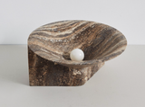 Load image into Gallery viewer, HENRY WILSON LARGE UPLIGHT BLACK TRAVERTINE W12&quot; x H6&quot;

