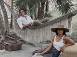 Load image into Gallery viewer, ANGELA DAMMAN SANSEVIERIA FRINGE HAMMOCK / BLACK 165” W/ 18” FRINGE
