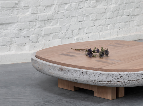 Wood stone coffee top table